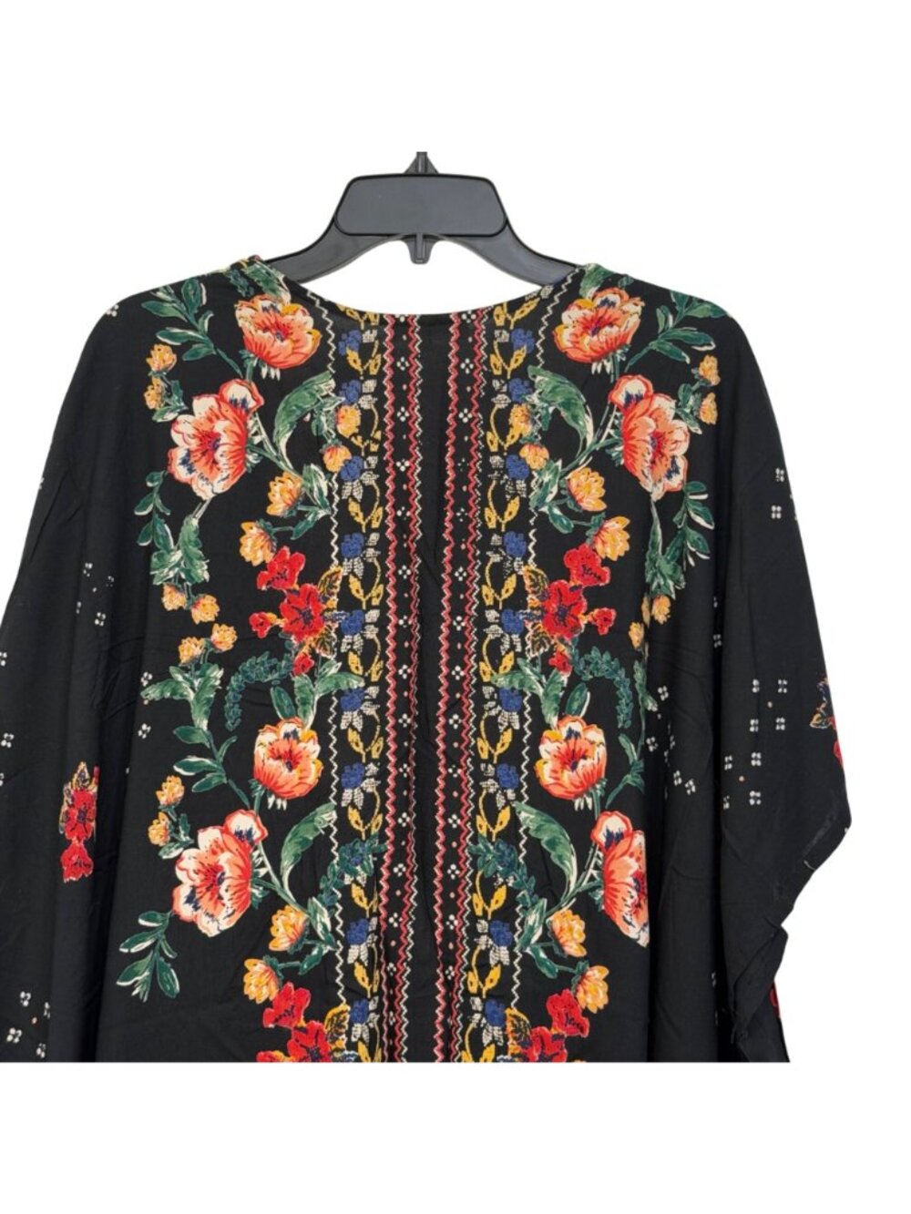 Gypsy Love Floral Colorful Kimono Cardigan Black Rayon Womens Size Medium Boho - Picture 5 of 9